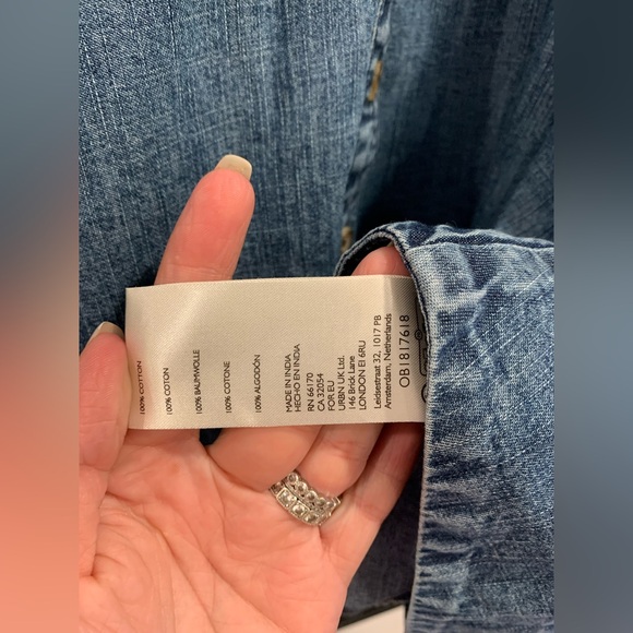 NWOT Free People Find me Now denim smocked should side pockets dress size XS - Picture 8 of 10